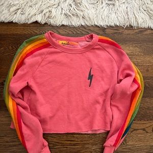 COPY - Aviator nation five striped pink cropped sweatshirt